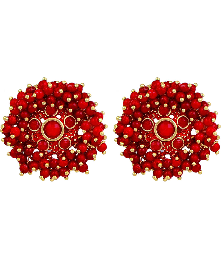 FASHION FRILL - Red Stud Earrings ( Pack of 1 ) - Earrings | Buy online on ZillyBuy