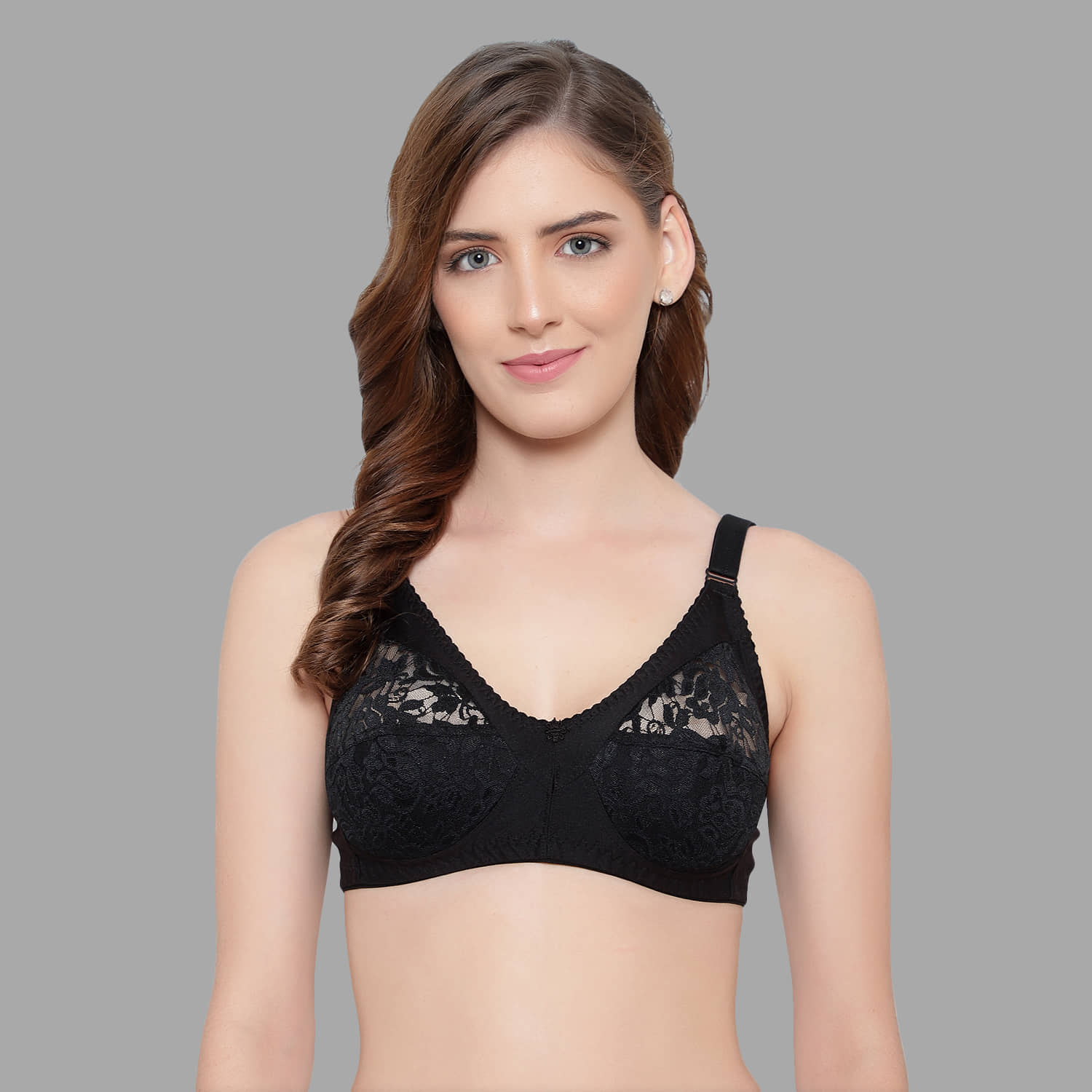 KYODO Cotton Blend Non Padded Women's Everyday Bra ( Black )