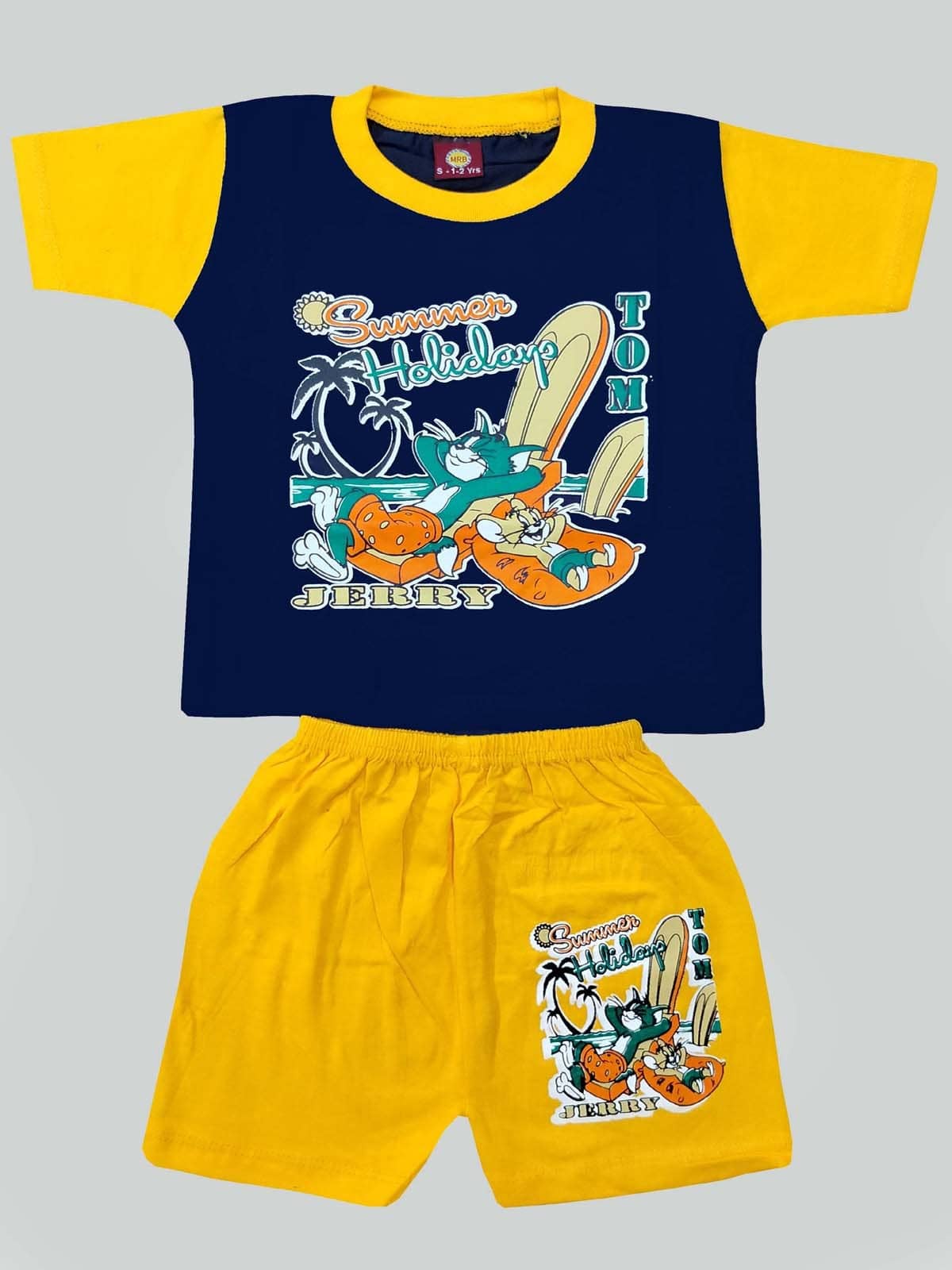 MRB - Navy Blue Cotton Baby Boy T-Shirt & Shorts ( Pack of 1 )