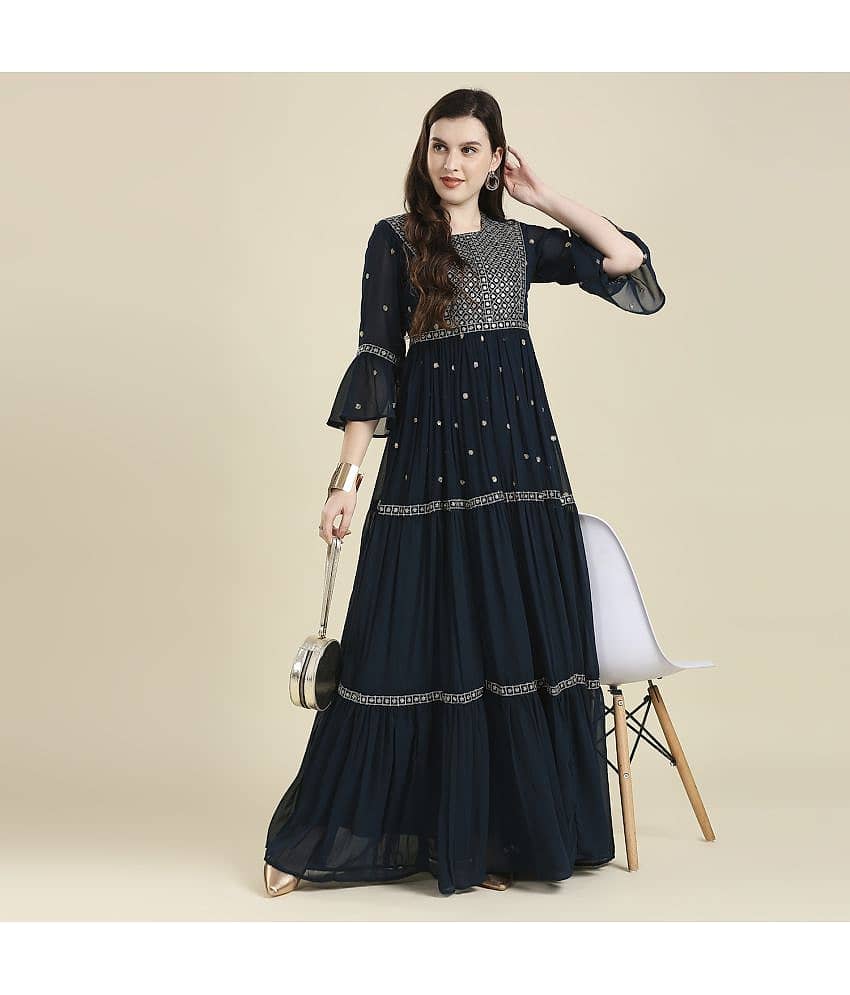 Madhuram Textiles - Blue Georgette Women's Anarkali Kurti ( Pack of 1 ) - Kurtis, Tunics | Buy online on ZillyBuy