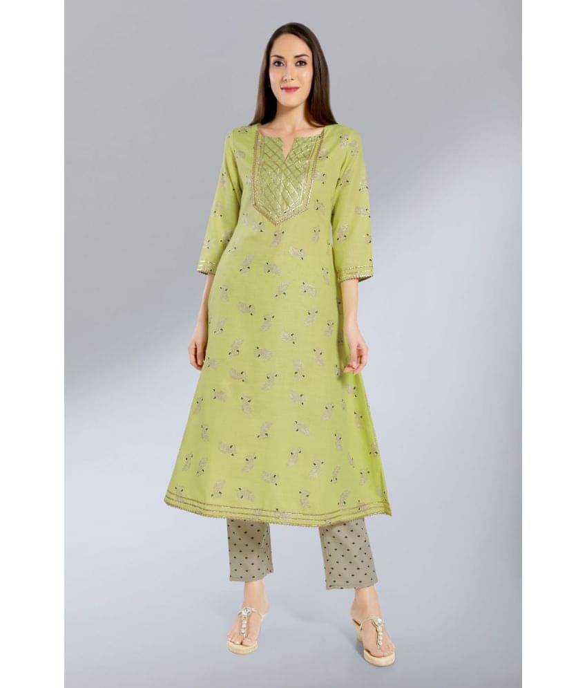 Madhuram Textiles - Green Cotton Blend Women's A-line Kurti ( Pack of 1 )     			Madhuram Textiles - Green Cotton Blend Women's A-line Kurti ( Pack of 1 )