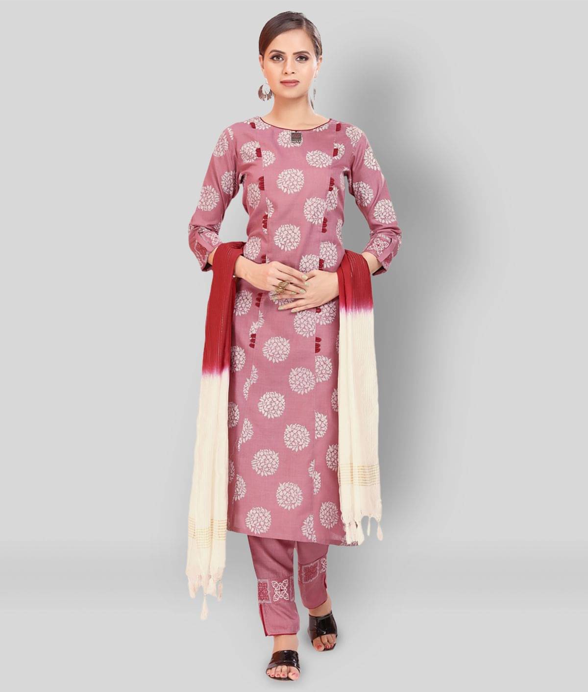     			Madhuram Textiles - Pink Cotton Women's Straight Kurti ( Pack of 1 )