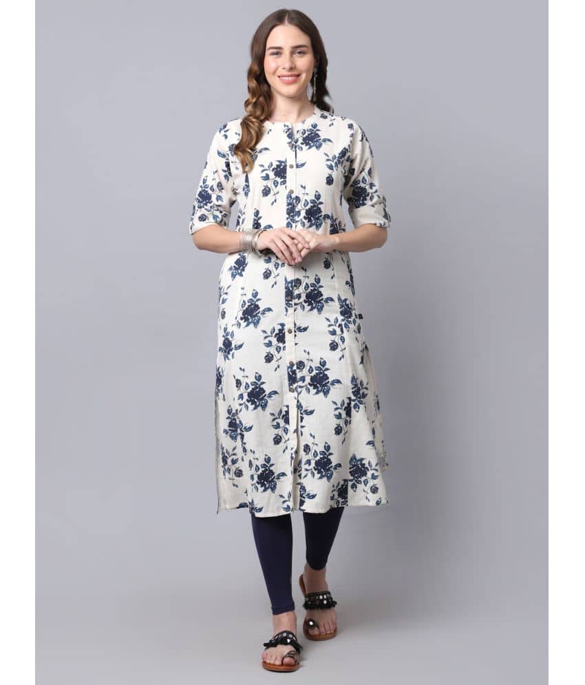 Pistaa - Navy Blue Cotton Women's Front Slit Kurti ( Pack of 1 ) - Kurtis, Tunics | Buy online on ZillyBuy