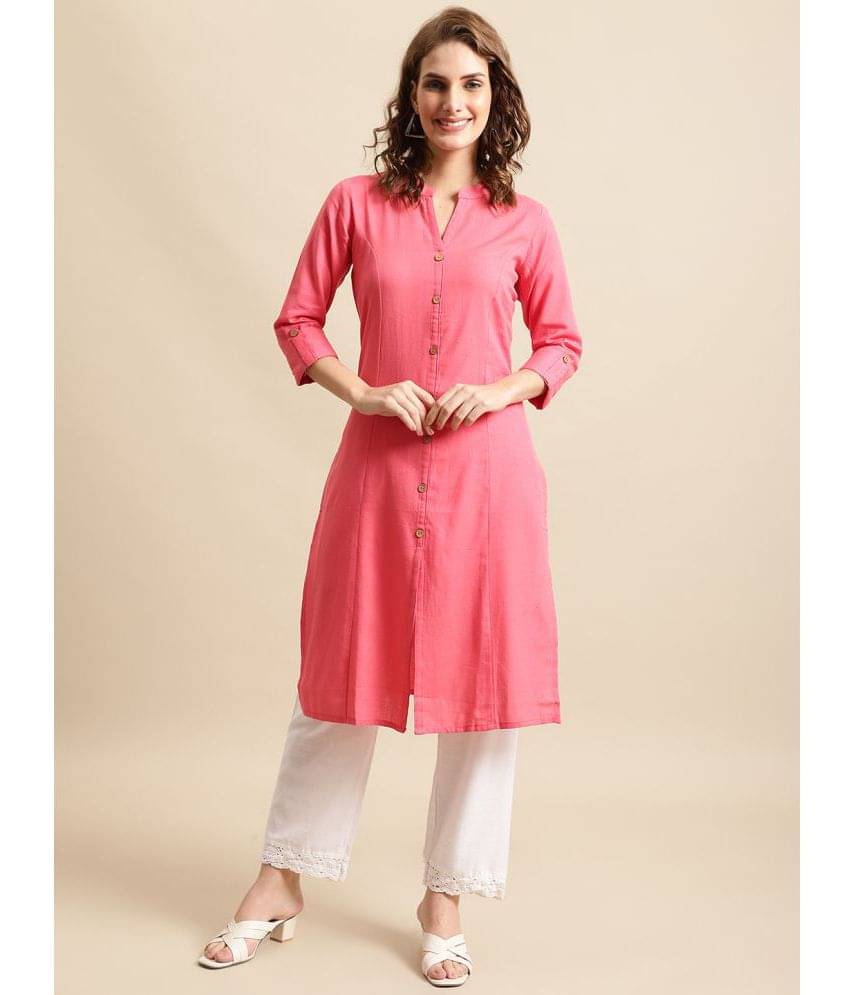     			Pistaa - Pink Cotton Women's Front Slit Kurti ( Pack of 1 )