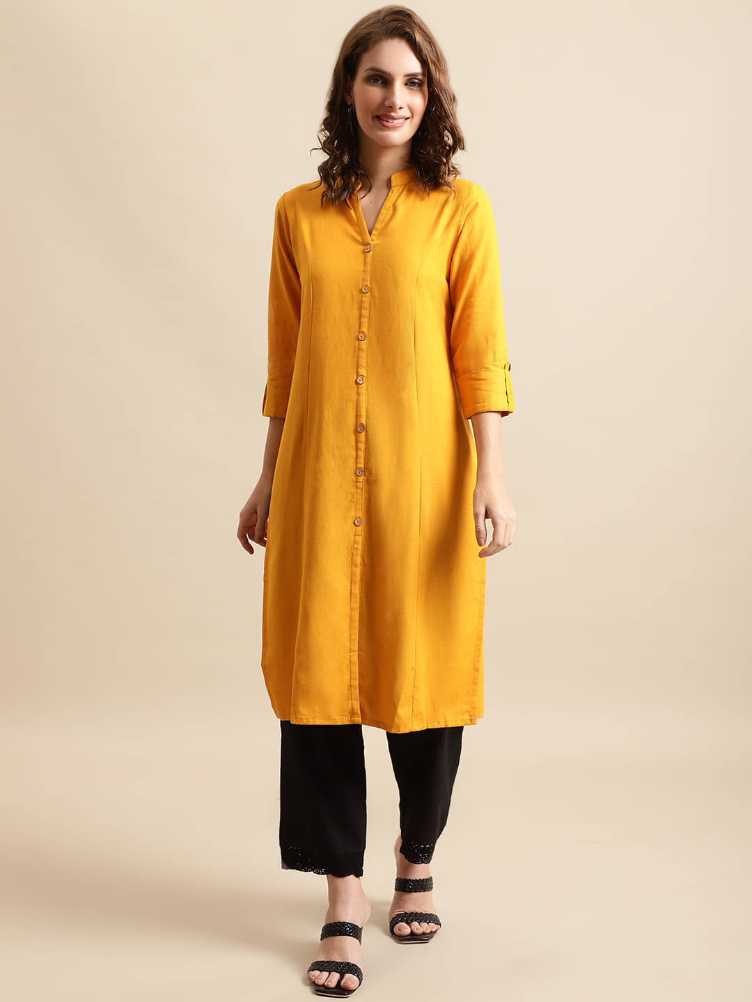 Pistaa - Yellow Cotton Women's Front Slit Kurti ( Pack of 1 )     			Pistaa - Yellow Cotton Women's Front Slit Kurti ( Pack of 1 )