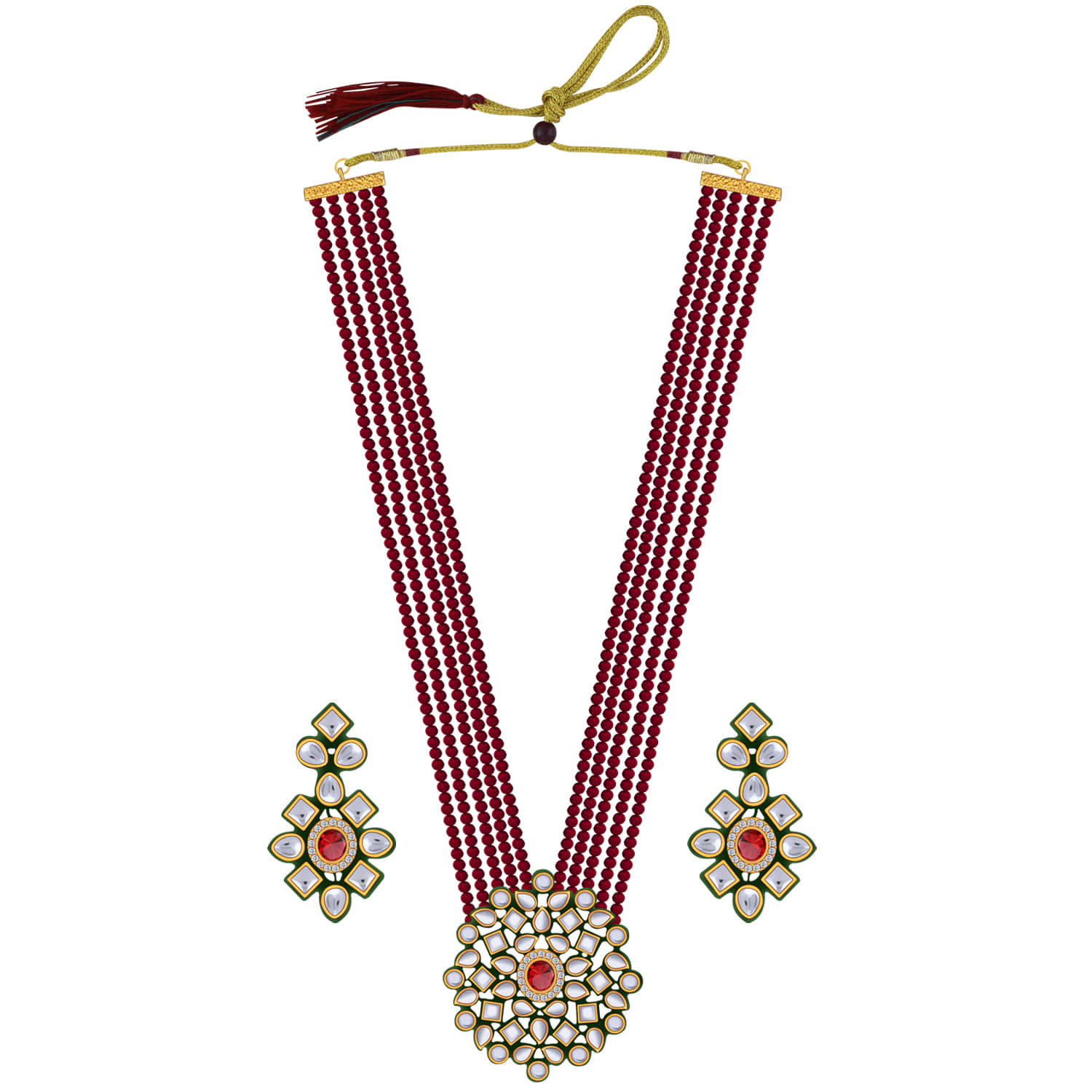 Silver Shine - Red Alloy Necklace Set ( Pack of 1 )