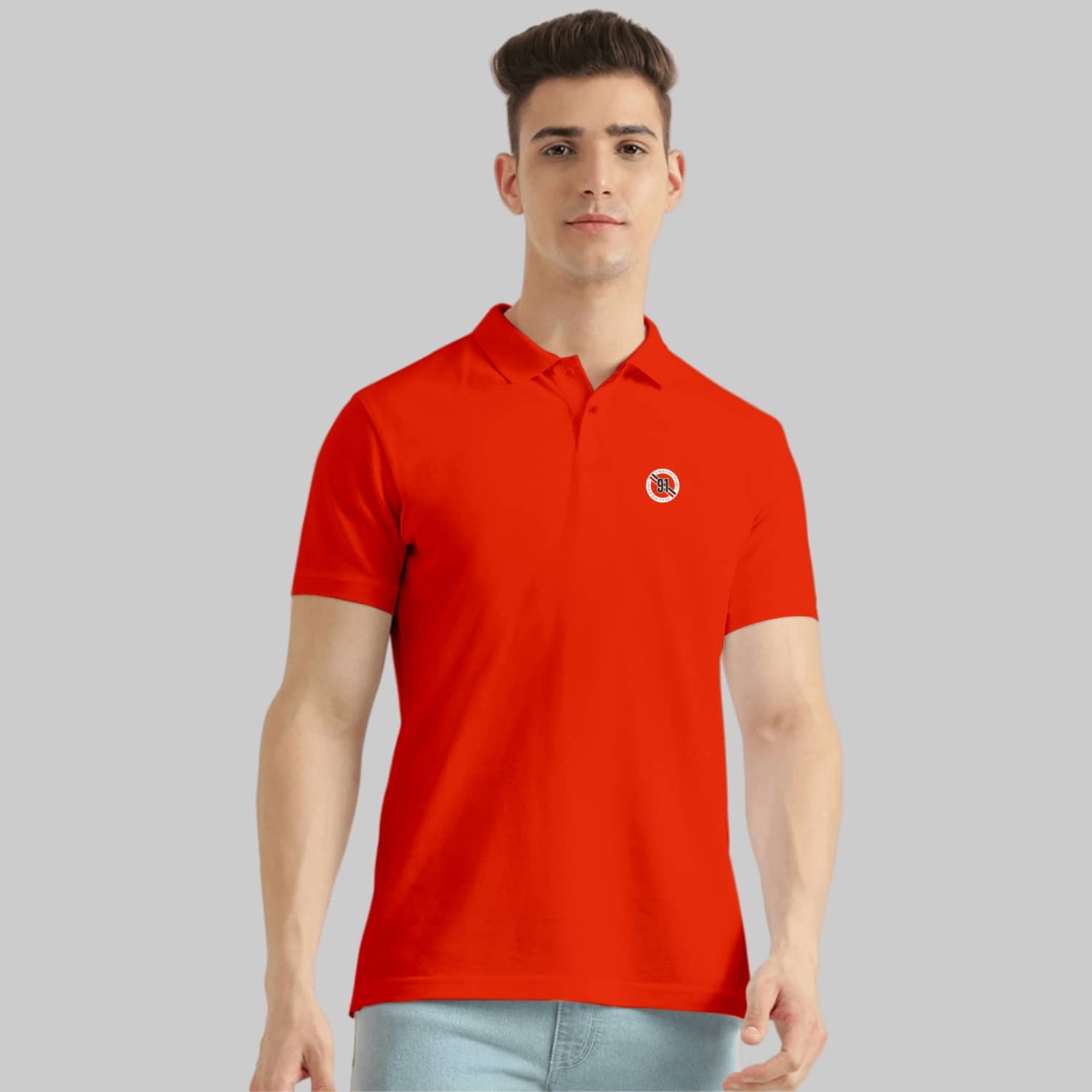 TAB91 Pack of 1 Cotton Blend Slim Fit Solid Half Sleeves Men's Polo T Shirt ( Yellow )