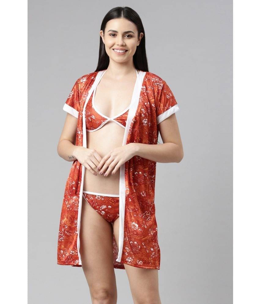     			BAILEY SELLS - Orange Satin Women's Nightwear Robes ( Pack of 2 )