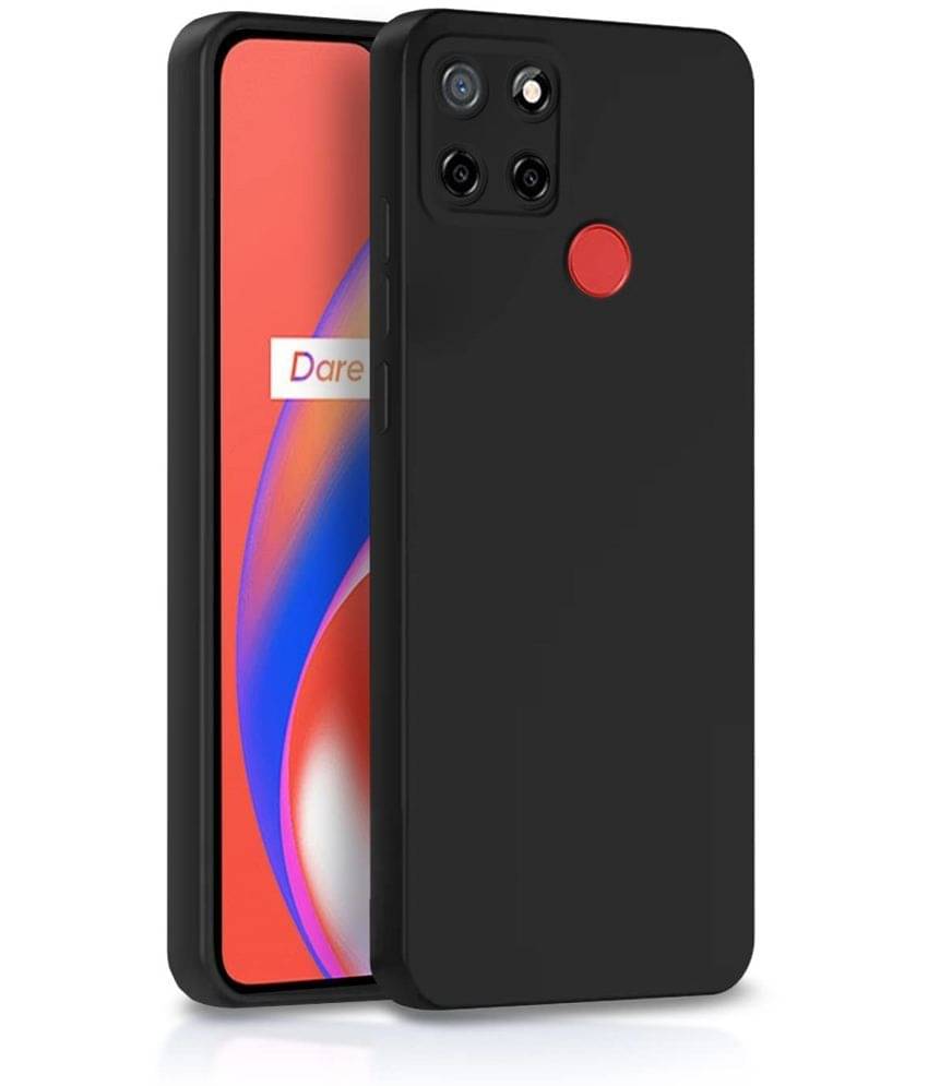     			Case Vault Covers - Black Silicon Plain Cases Compatible For Realme Narzo 30A ( Pack of 1 )
