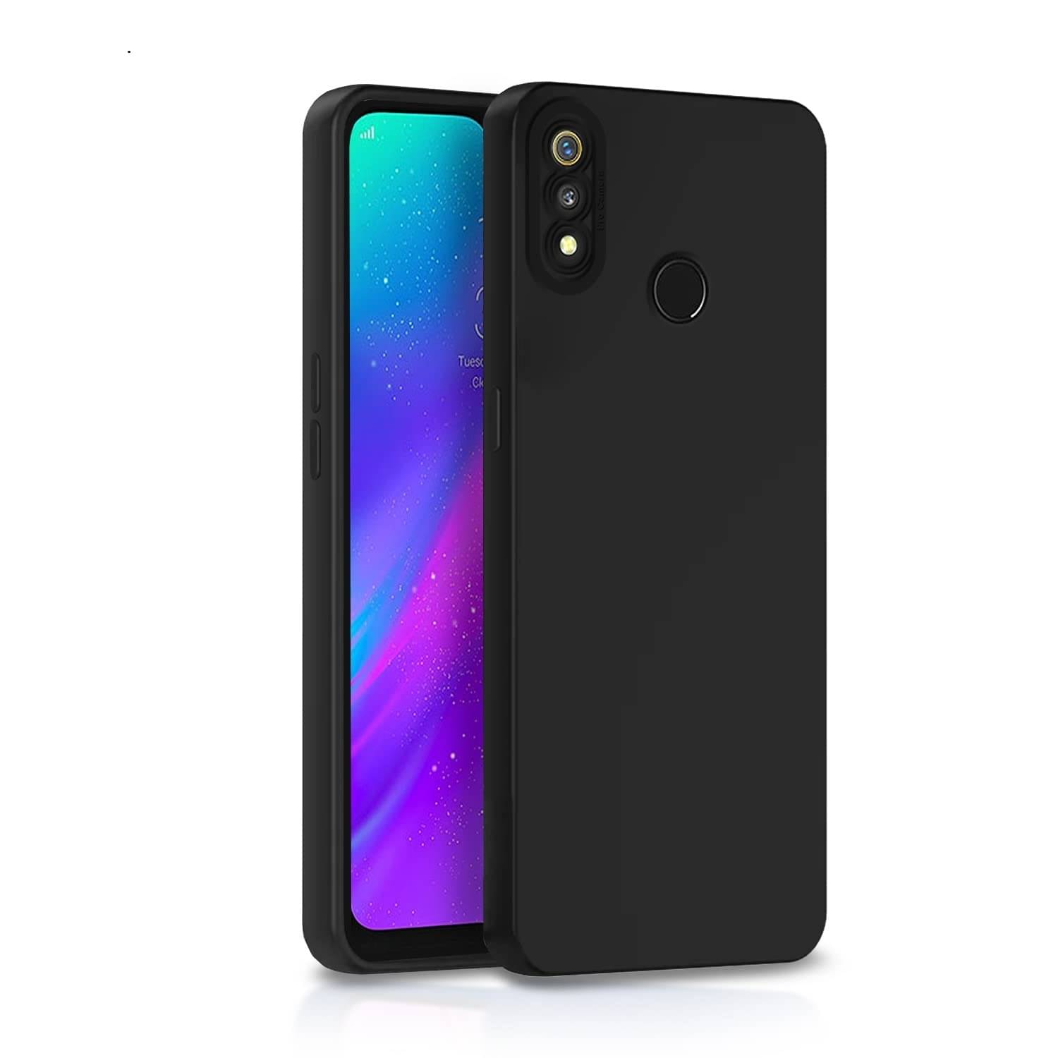     			Case Vault Covers - Black Silicon Plain Cases Compatible For Realme 3 Pro ( Pack of 1 )