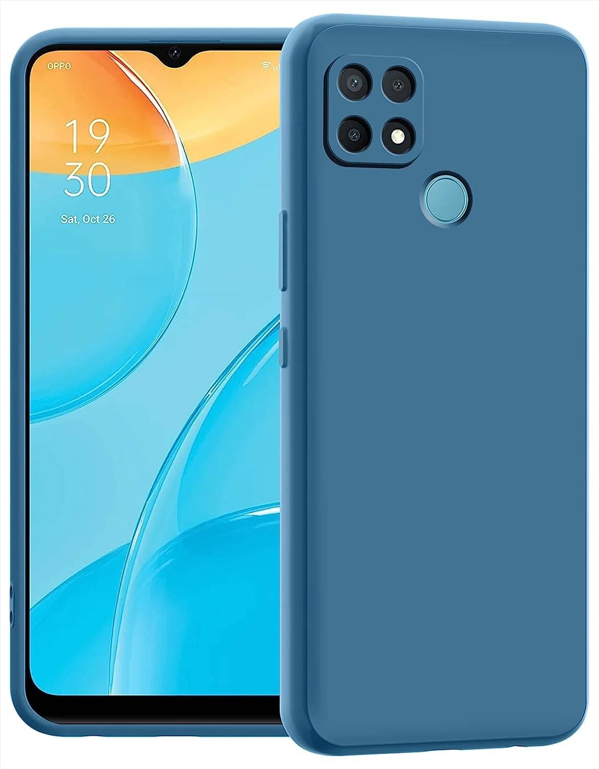     			Case Vault Covers - Blue Silicon Plain Cases Compatible For Oppo A15s ( Pack of 1 )