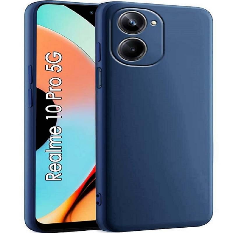     			Case Vault Covers - Blue Silicon Plain Cases Compatible For Realme 10 Pro 5G ( Pack of 1 )