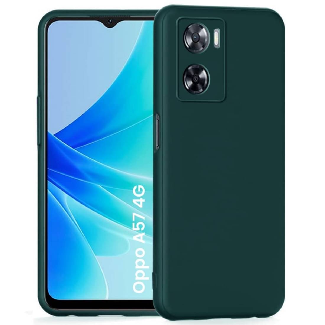     			Case Vault Covers - Green Silicon Plain Cases Compatible For OPPO A57 4G ( Pack of 1 )