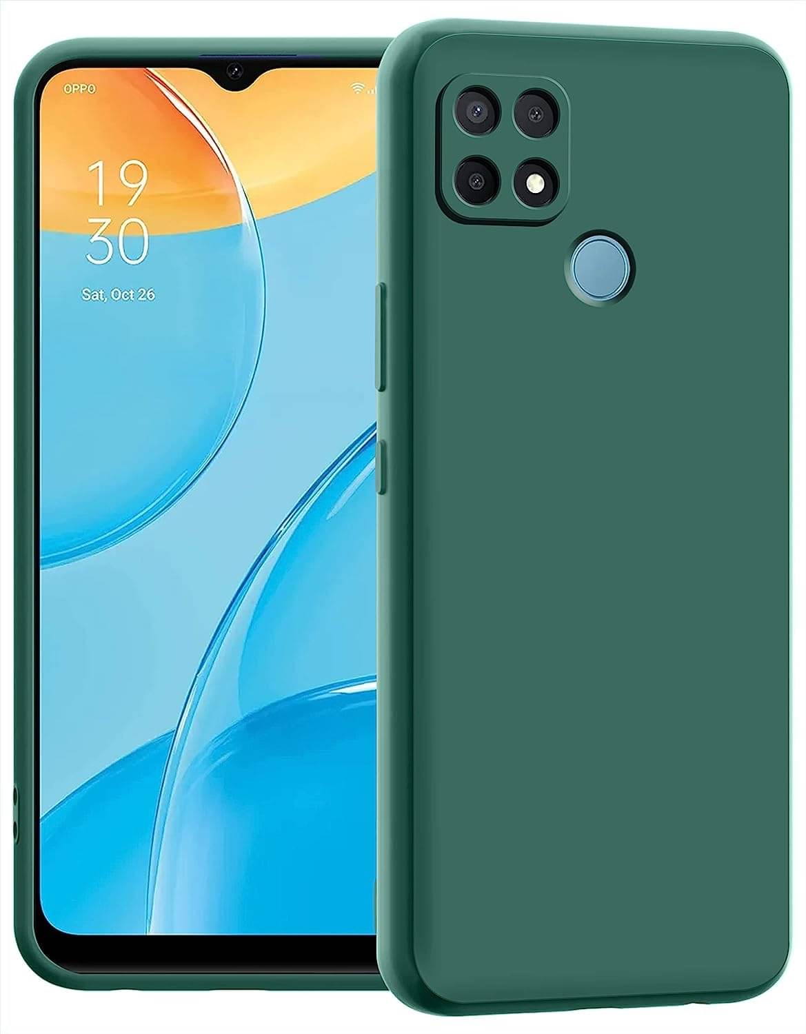     			Case Vault Covers - Green Silicon Plain Cases Compatible For Oppo A15 ( Pack of 1 )