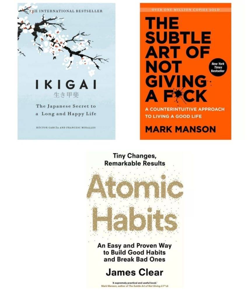     			Combo Of 3 Books ( Ikigai Japanese + The Subtle Art of Not Giving a F*ck + Atomic Habits ) English Novel For paperback