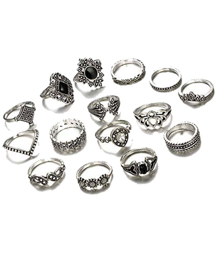 FASHION FRILL - Silver Rings Combo ( Pack of 1 )
