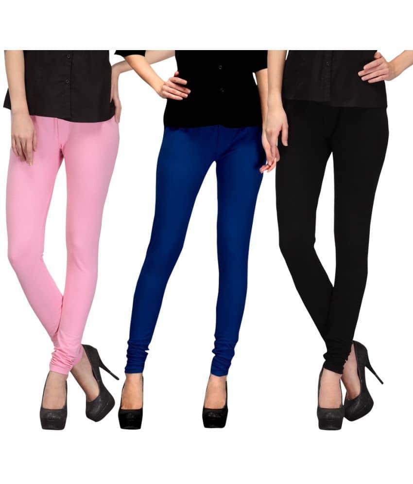 FnMe Pack of 3 Girls Cotton Leggings ( Multicolor )