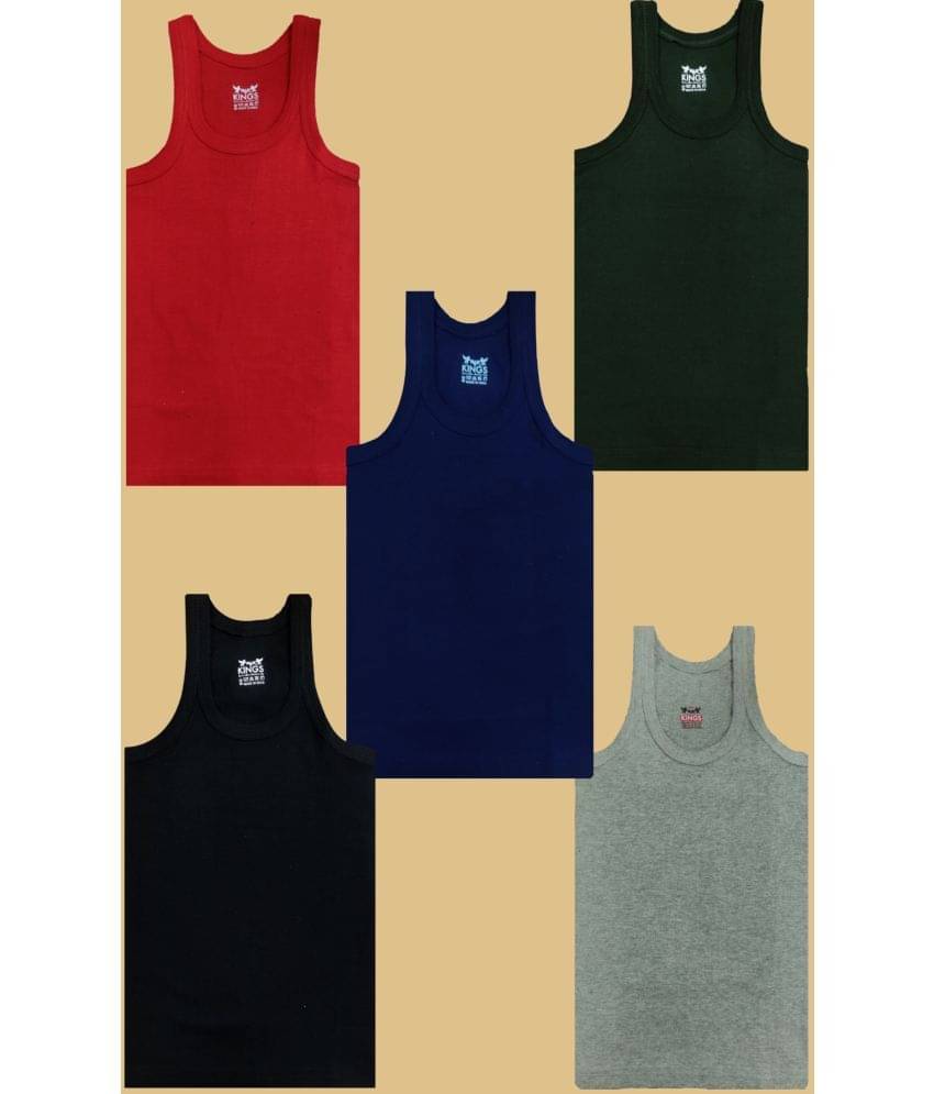 Hap Kings Pack of 5 Boys Cotton Vest ( Multicolor ) Hap Kings Pack of 5 Boys Cotton Vest ( Multicolor )
