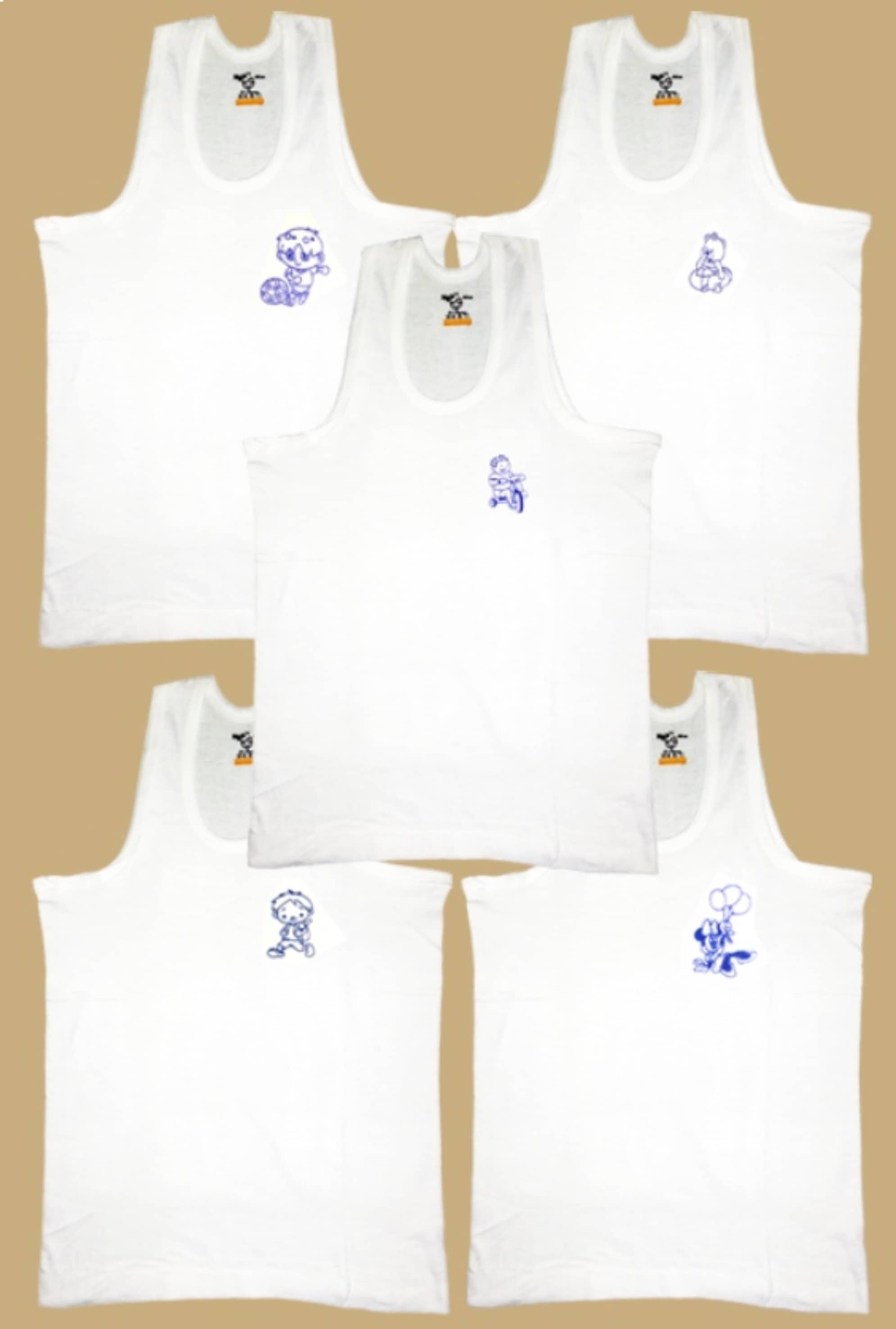 Hap Kings Pack of 5 Boys Cotton ( White ) - Nightwear & Loungewear | Buy online on ZillyBuy