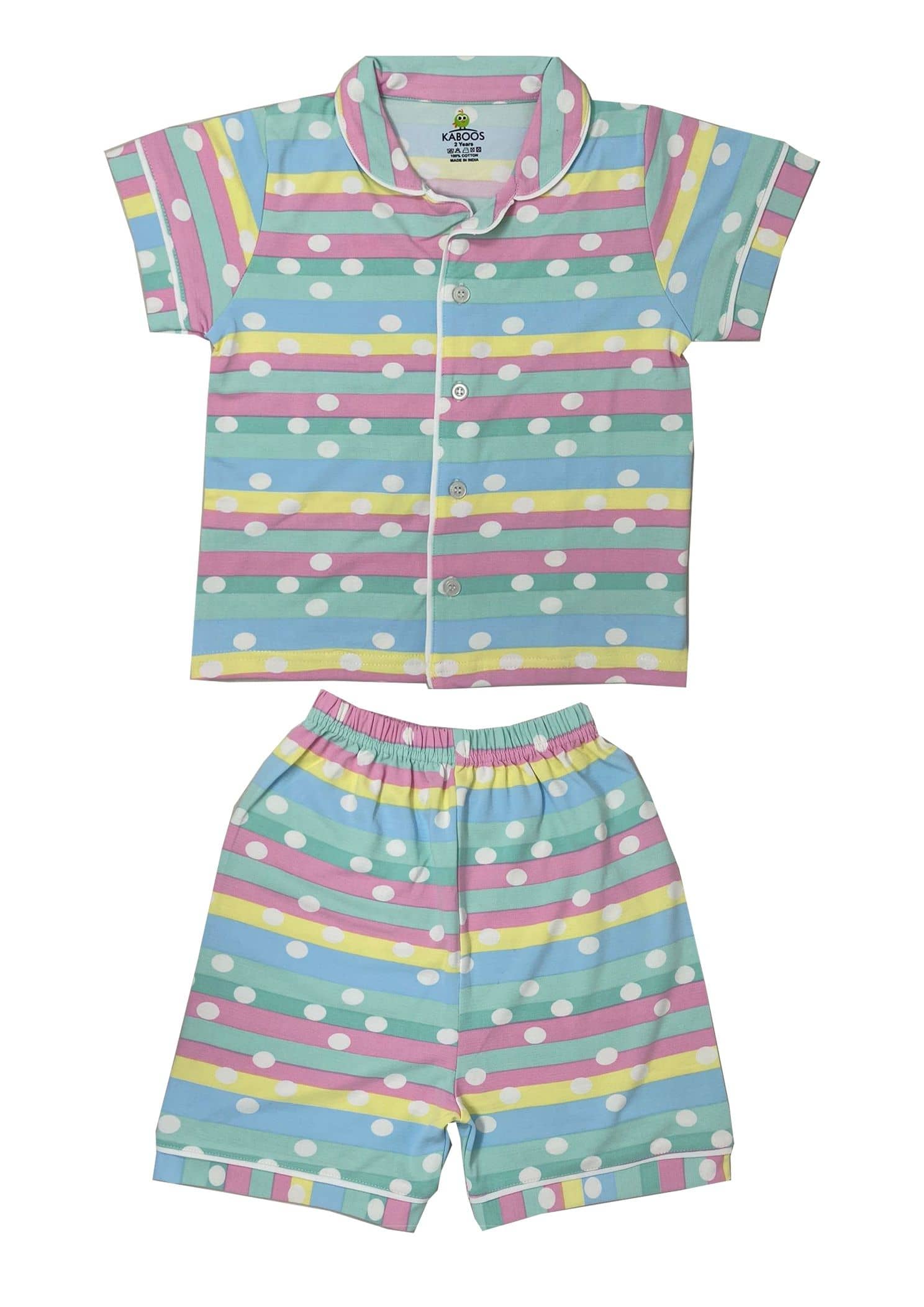 KABOOS Pack of 1 Girls Cotton Nightsuit Set ( Green ) - Nightwear & Loungewear | Buy online on ZillyBuy
