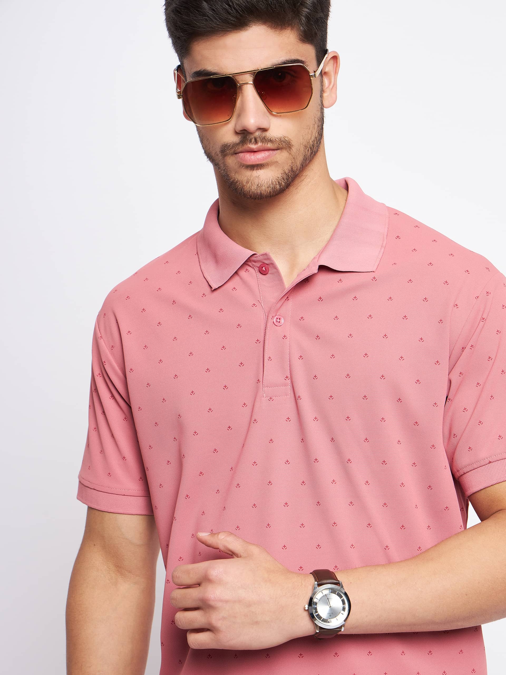 MXN Pack of 1 Cotton Regular Fit Printed Half Sleeves Men's Polo T Shirt ( Green )