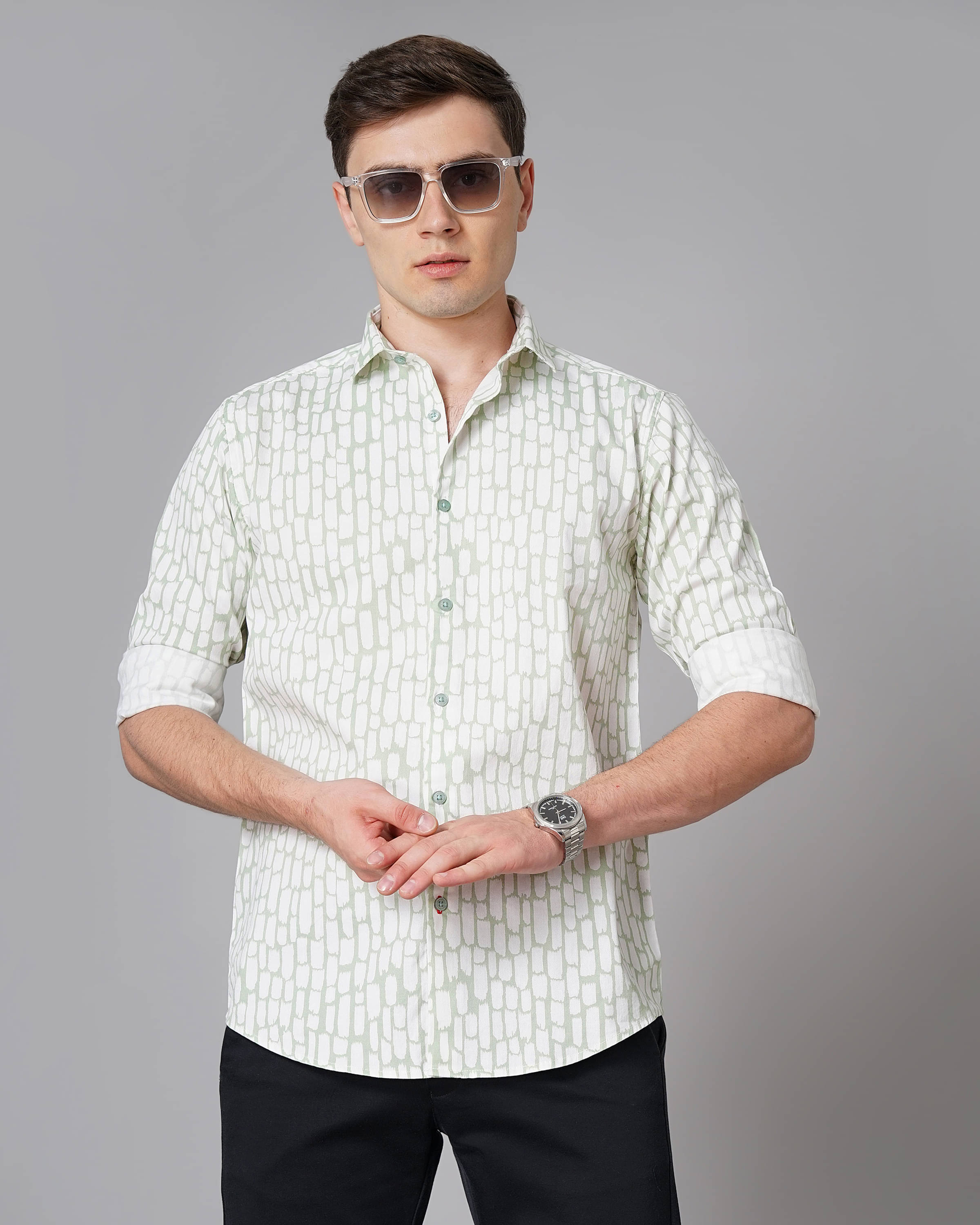     			Paul Street - Green 100% Cotton Slim Fit Men's Casual Shirt ( Pack of 1 )