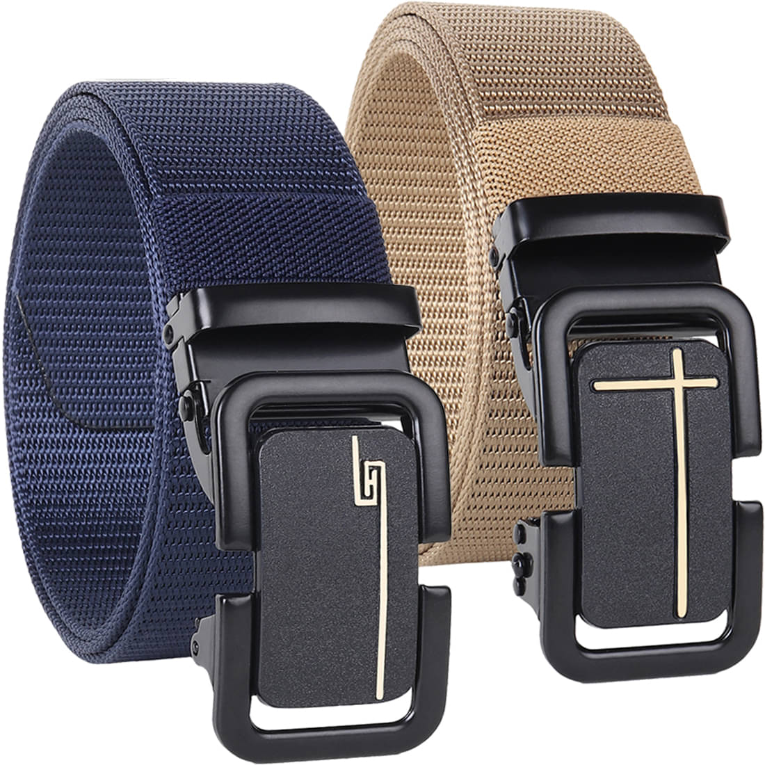     			SILKSHOPPING - Multicolor Nylon Men's Casual Belt ( Pack of 2 )