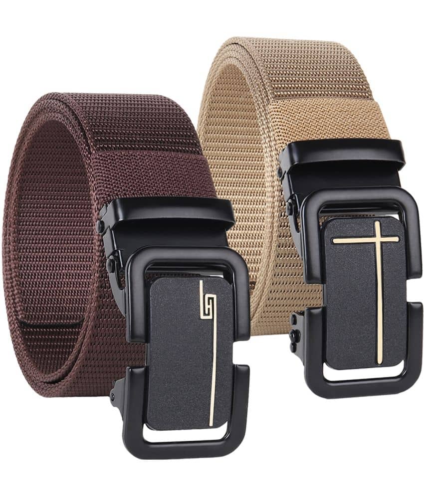 SILKSHOPPING - Multicolor Nylon Men's Casual Belt ( Pack of 2 )
