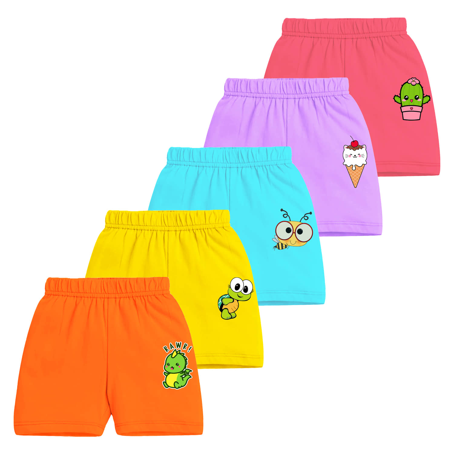Trampoline Pack of 5 Girls Cotton Shorts ( Multicolor2 ) - Shorts | Buy online on ZillyBuy