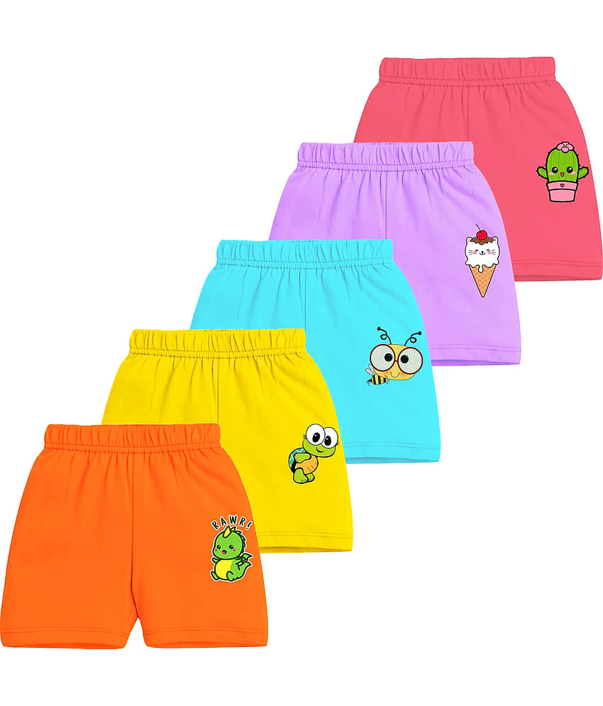 Trampoline Pack of 5 Girls Cotton Shorts ( Multicolor2 ) - Shorts | Buy online on ZillyBuy