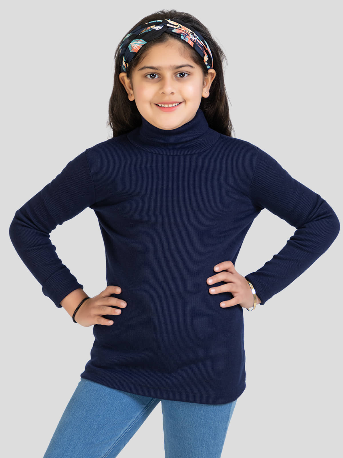 IndiWeaves Pack of Girls Fleece T-Shirt Navy Blue