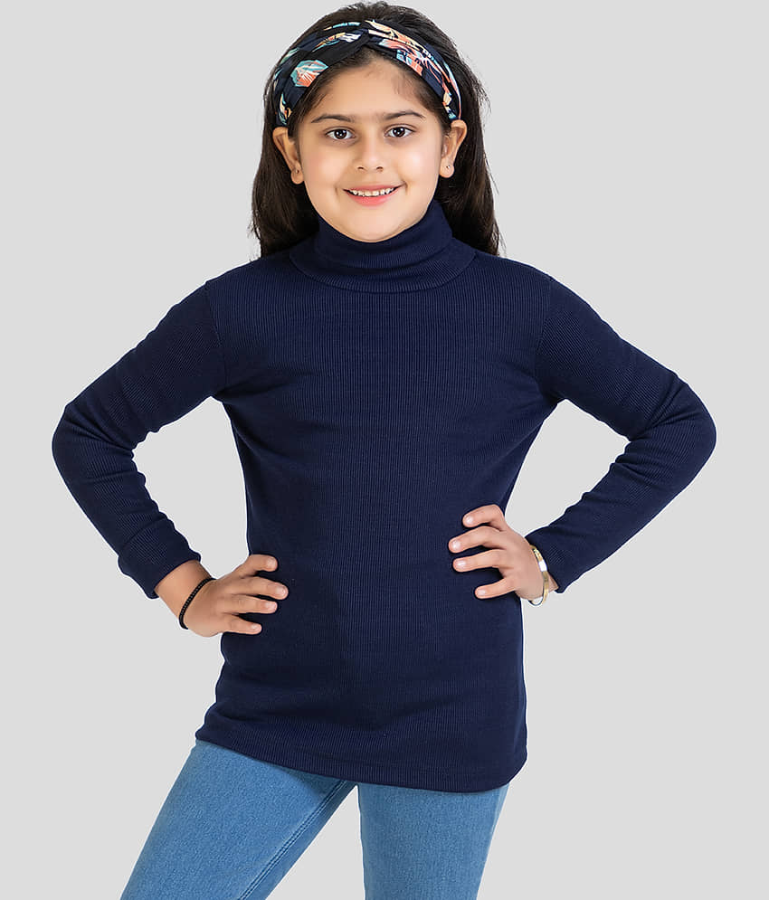 IndiWeaves Pack of Girls Fleece T-Shirt Navy Blue