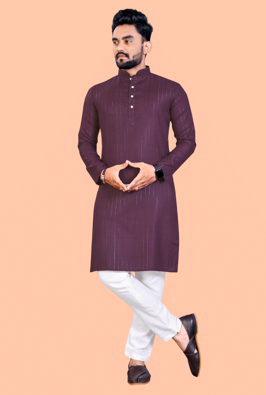 YUG ART - Purple Cotton Regular Fit Men's Kurta Pyjama Set ( Pack of 1 ) YUG ART - Purple Cotton Regular Fit Men's Kurta Pyjama Set ( Pack of 1 )