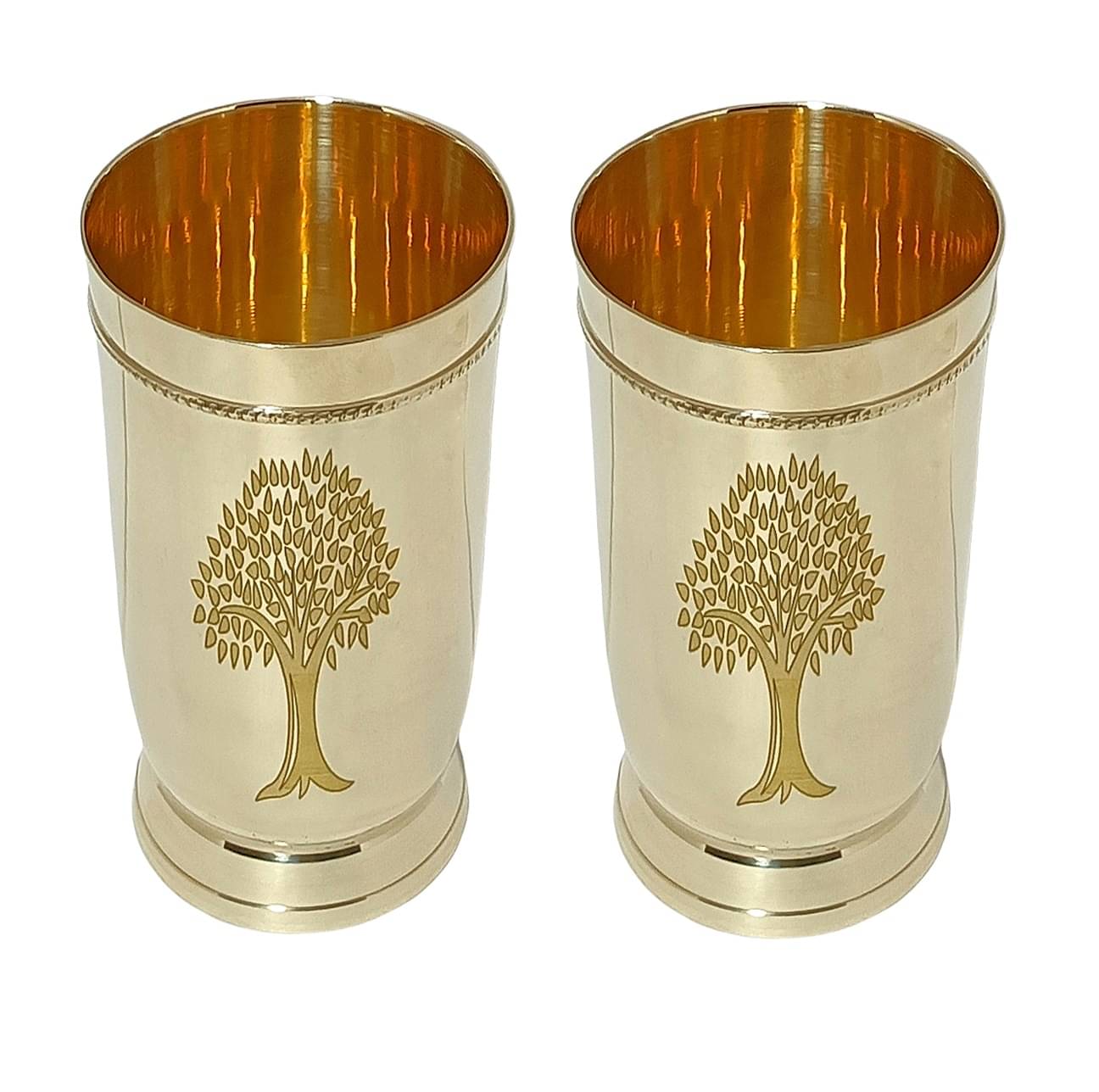 A & H ENTERPRISES - Heavy Water Brass Glasses 250 ml ( Pack of 2 ) A & H ENTERPRISES - Heavy Water Brass Glasses 250 ml ( Pack of 2 )