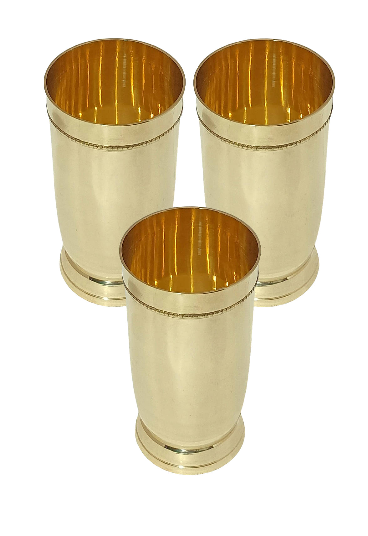 A & H ENTERPRISES - Plain Heavy Water Brass Glasses Set 250 ml ( Pack of 3 ) A & H ENTERPRISES - Plain Heavy Water Brass Glasses Set 250 ml ( Pack of 3 )