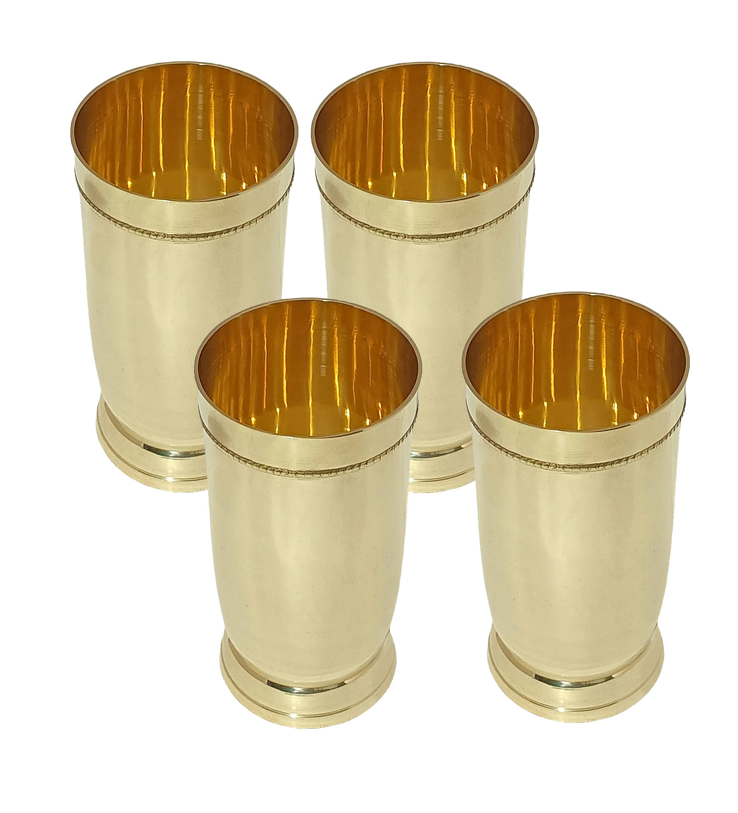     			A & H ENTERPRISES - Plain Heavy Water Brass Glasses Set 250 ml ( Pack of 4 )