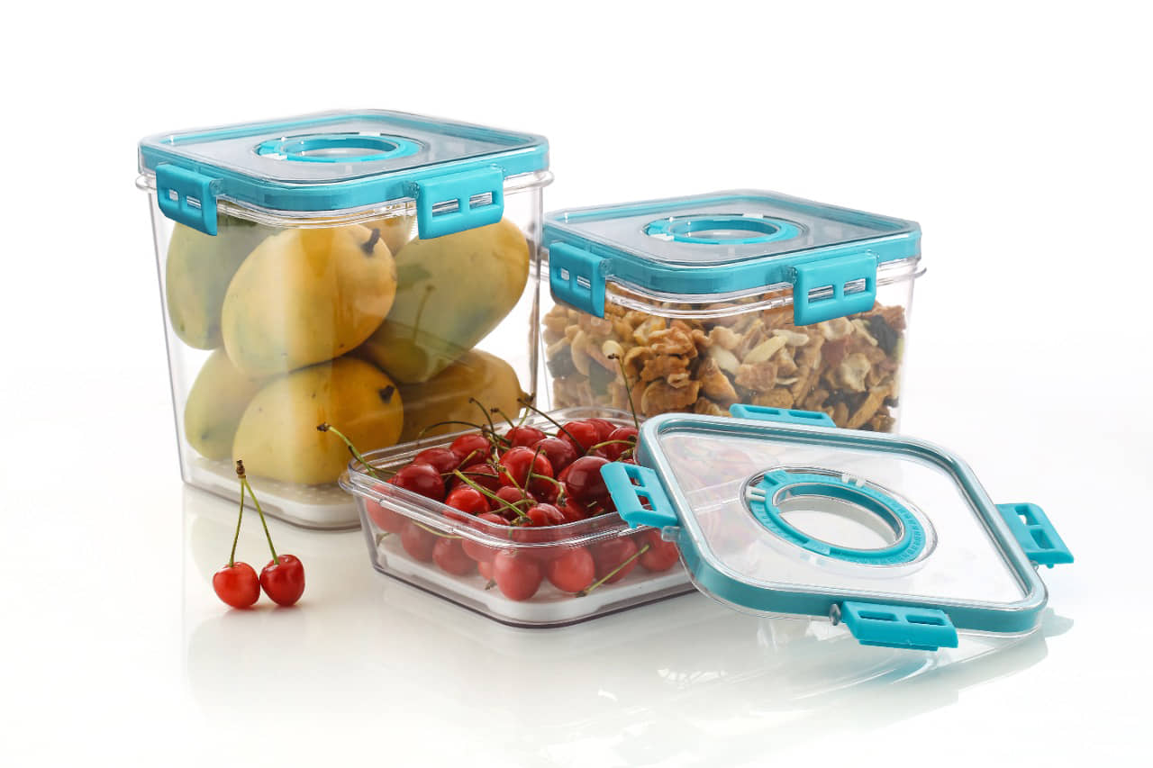 Arni - Time keeping Food Plastic Black Food Container ( Set of 3 )