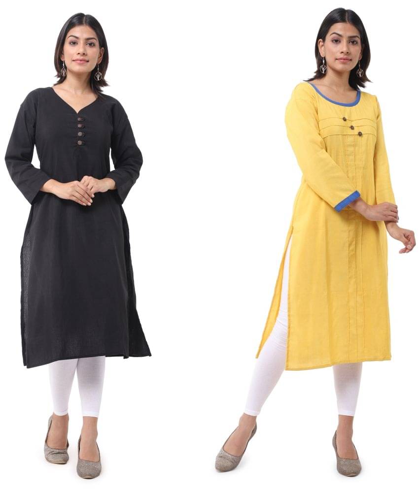     			DESHBANDHU DBK - Multicolor Cotton Women's Straight Kurti ( Pack of 2 )