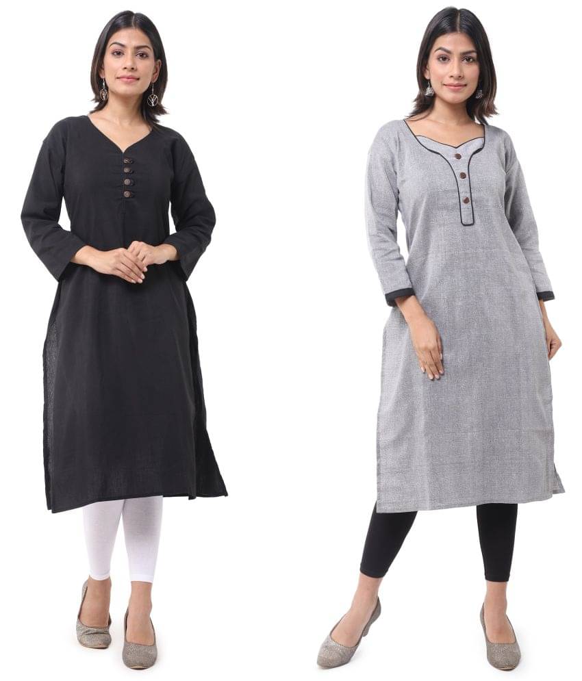     			DESHBANDHU DBK - Multicolor Cotton Women's Straight Kurti ( Pack of 2 )