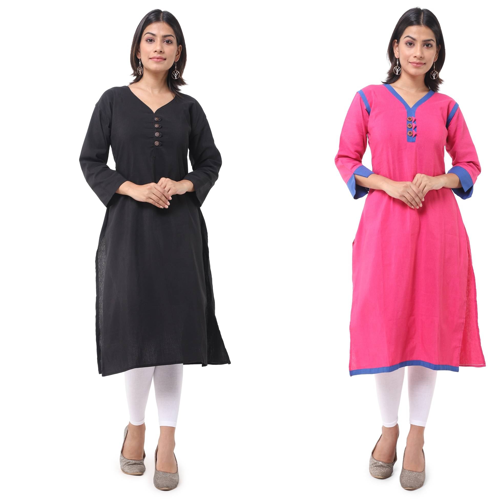     			DESHBANDHU DBK - Multicolor Cotton Women's Straight Kurti ( Pack of 2 )
