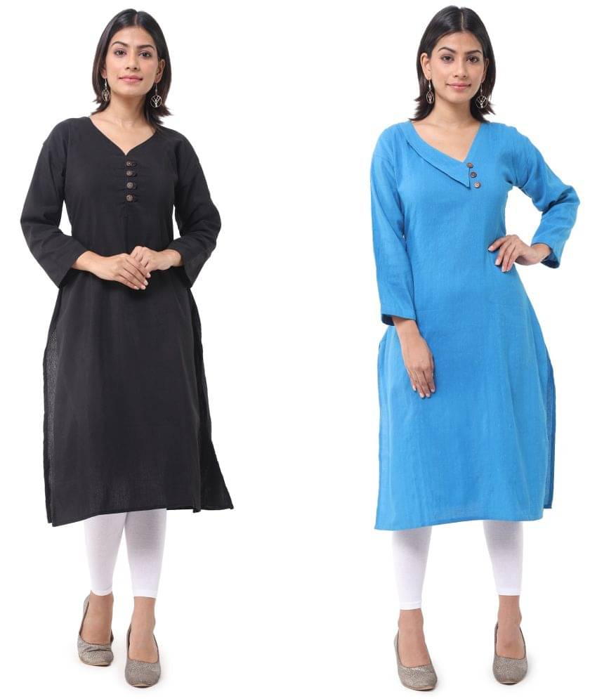     			DESHBANDHU DBK - Multicolor Cotton Women's Straight Kurti ( Pack of 2 )