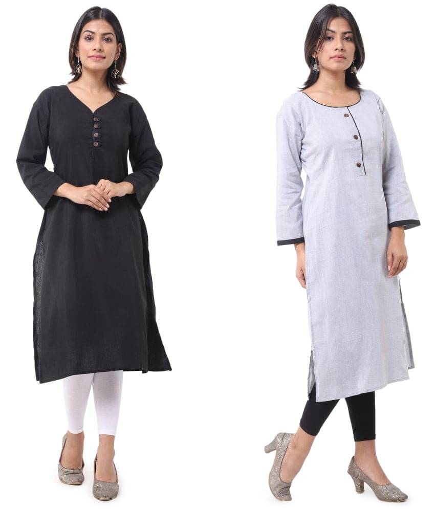 DESHBANDHU DBK - Multicolor Cotton Women's Straight Kurti ( Pack of 2 )     			DESHBANDHU DBK - Multicolor Cotton Women's Straight Kurti ( Pack of 2 )
