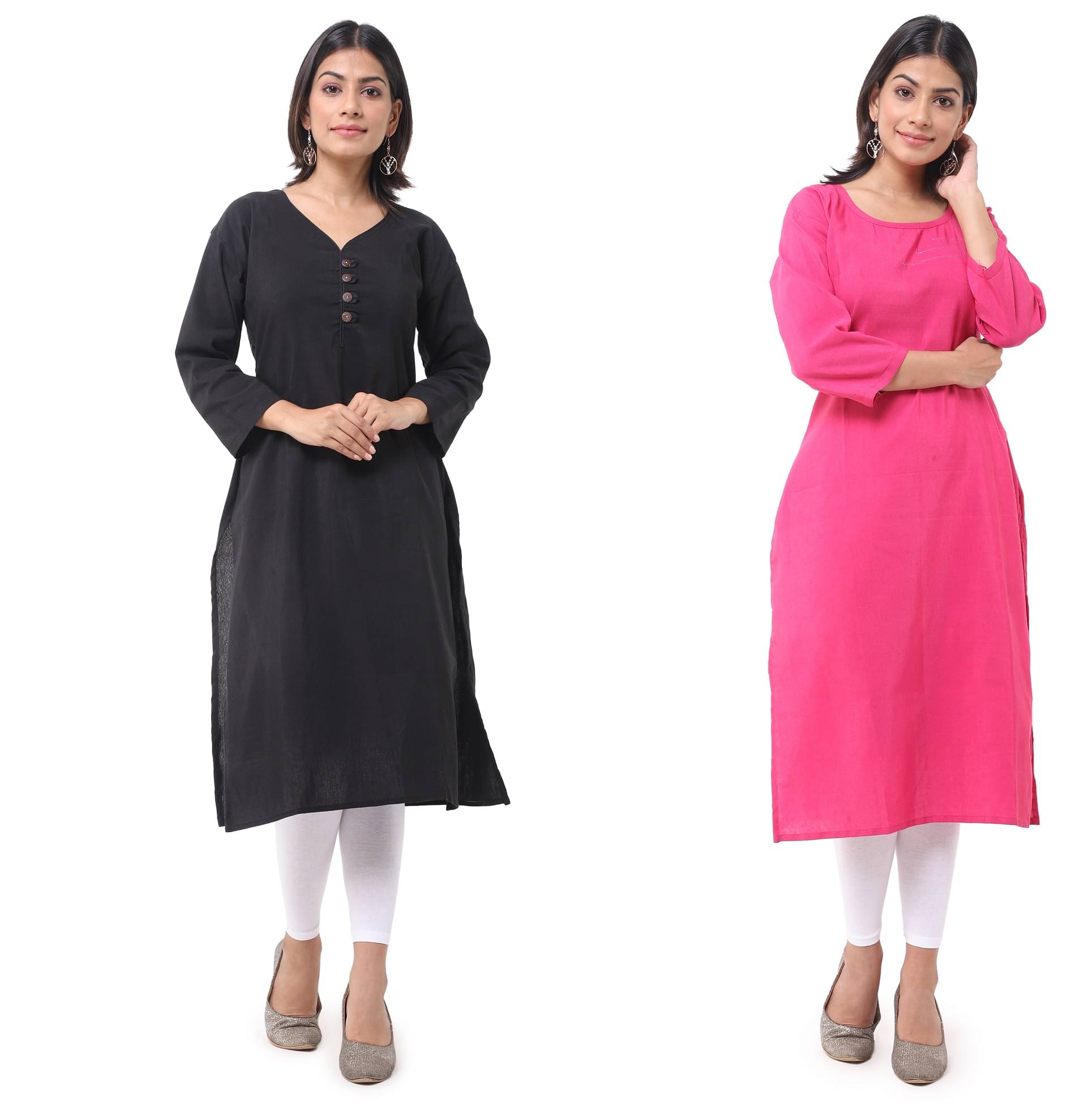 DESHBANDHU DBK - Multicolor Cotton Women's Straight Kurti ( Pack of 2 ) DESHBANDHU DBK - Multicolor Cotton Women's Straight Kurti ( Pack of 2 )