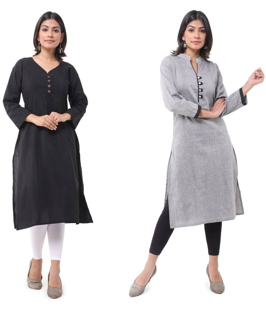 DESHBANDHU DBK - Multicolor Cotton Women's Straight Kurti ( Pack of 2 ) DESHBANDHU DBK - Multicolor Cotton Women's Straight Kurti ( Pack of 2 )