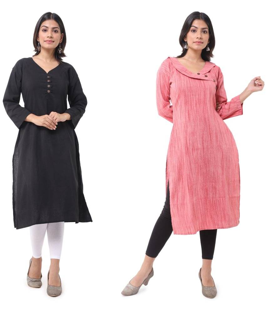 DESHBANDHU DBK - Multicolor Cotton Women's Straight Kurti ( Pack of 2 ) DESHBANDHU DBK - Multicolor Cotton Women's Straight Kurti ( Pack of 2 )
