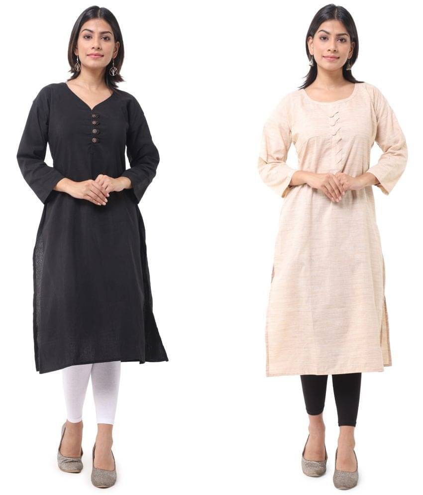     			DESHBANDHU DBK - Multicolor Cotton Women's Straight Kurti ( Pack of 2 )