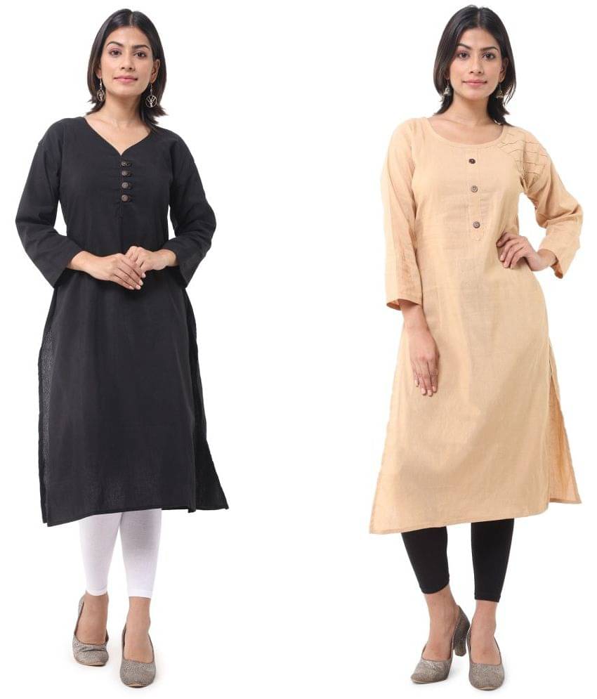     			DESHBANDHU DBK - Multicolor Cotton Women's Straight Kurti ( Pack of 2 )