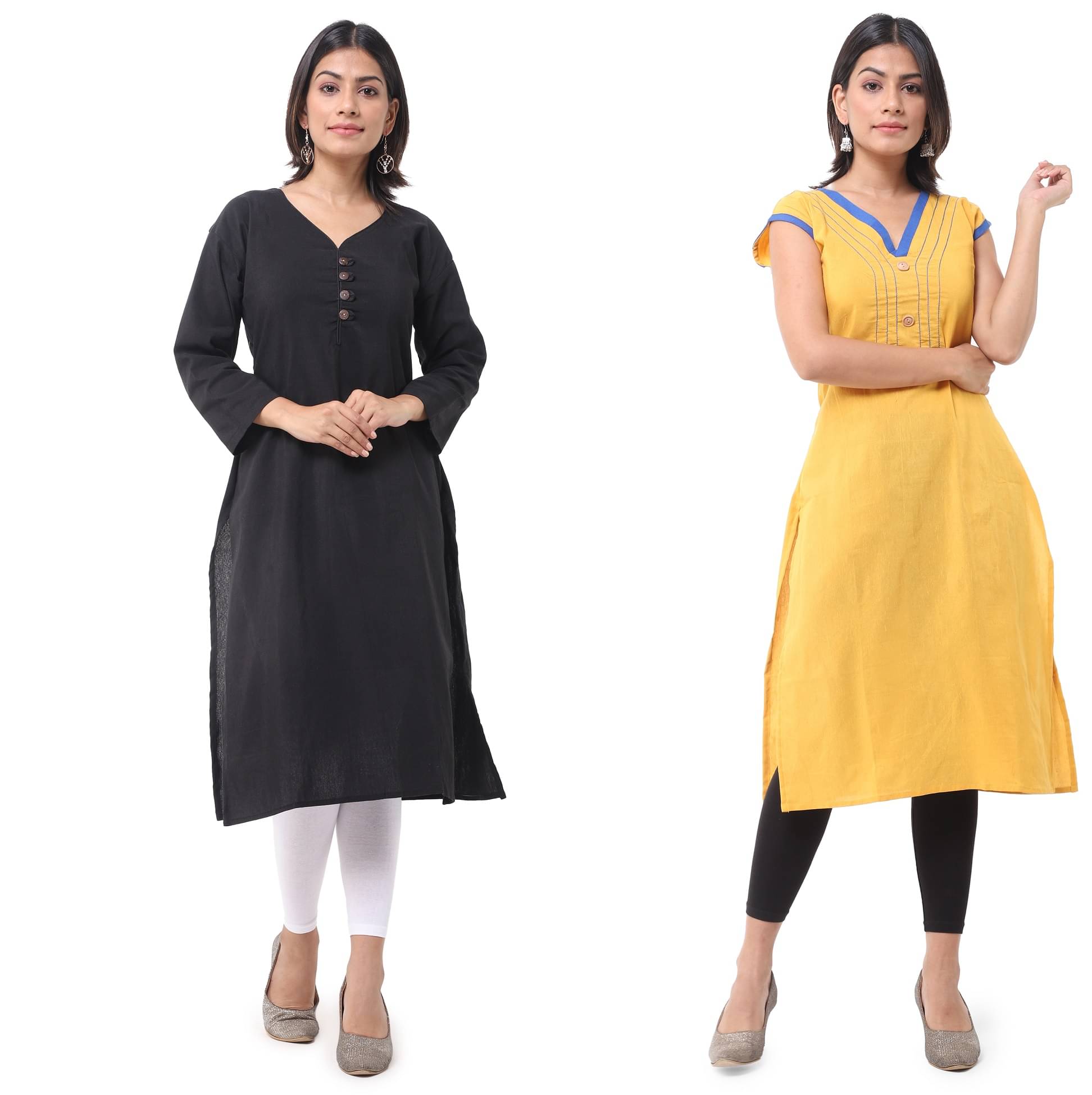 DESHBANDHU DBK - Multicolor Cotton Women's Straight Kurti ( Pack of 2 )     			DESHBANDHU DBK - Multicolor Cotton Women's Straight Kurti ( Pack of 2 )