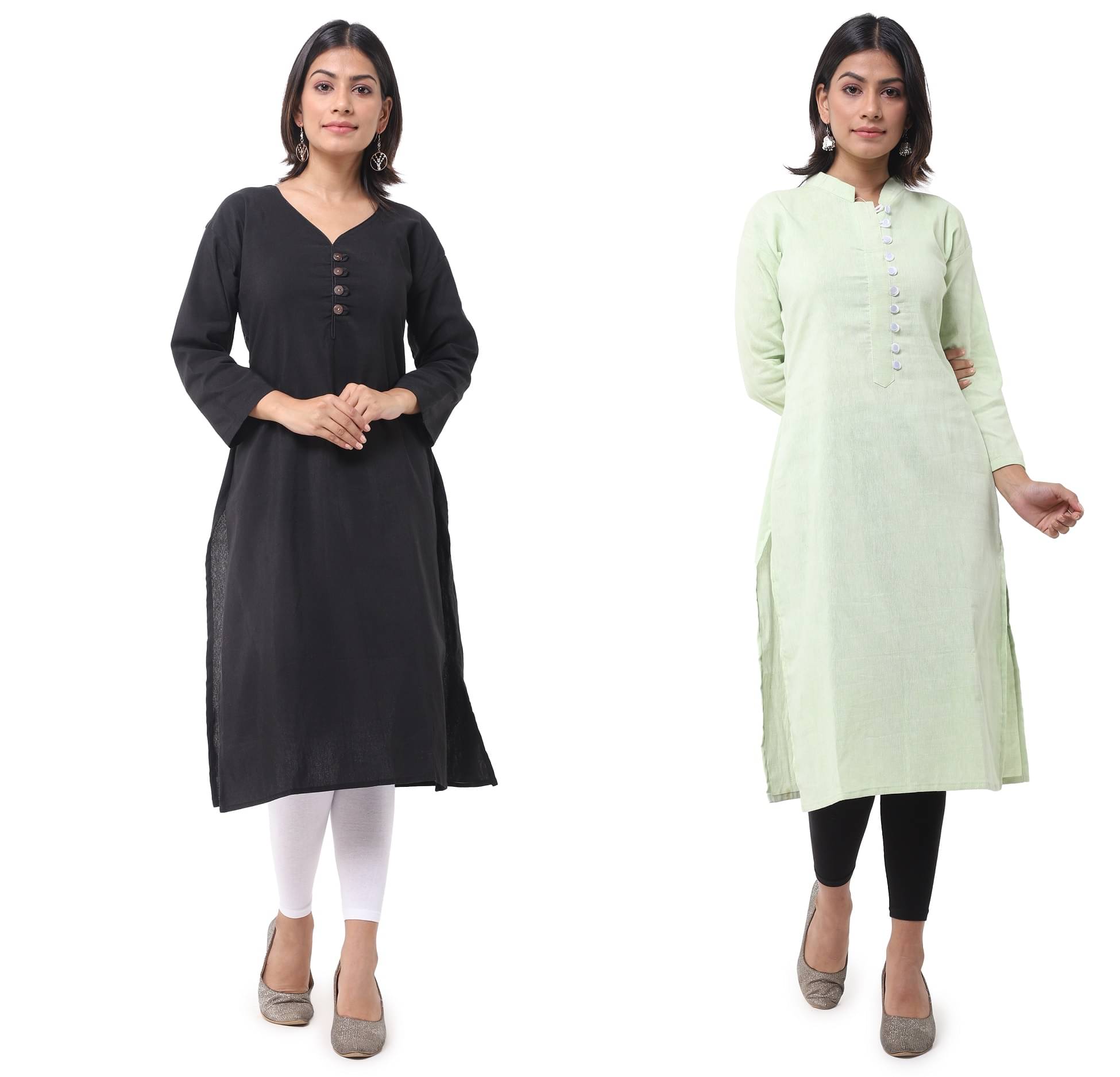     			DESHBANDHU DBK - Multicolor Cotton Women's Straight Kurti ( Pack of 2 )