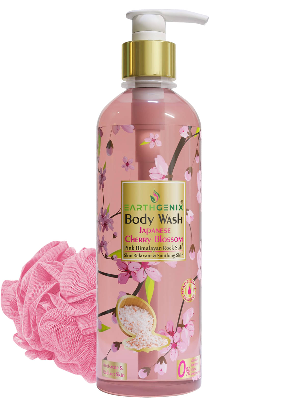     			Earthgenix Japanese Cherry Blossom + Pink Himalayan Rock Salt Body Wash 500 mL